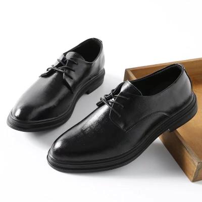 China Men's all-match black all-match soft increase fashion trend leather business shoes casual shoes lace-up shoes for sale