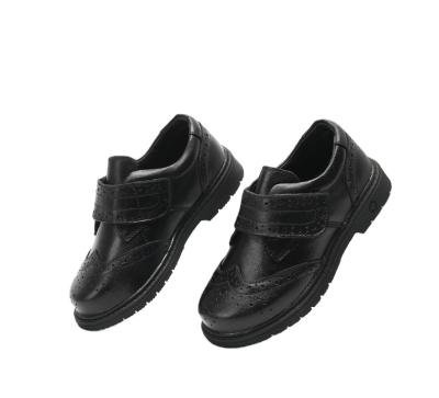 China Black British Style Boys Girls Student Performance Shoes Anti-slip Leather Children's Shoes for sale