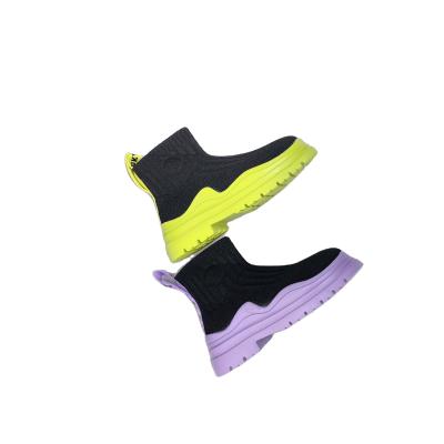 China Other autumn children's shorts boot 2021 new girls fashion fly tide woven casual short children's shoes foot socks breathable boots for sale