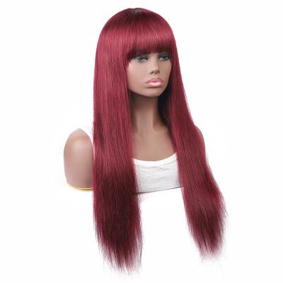 China Straight 2021 New Cheap Natural Straight Women Hair 99j Machine Made Wig for sale