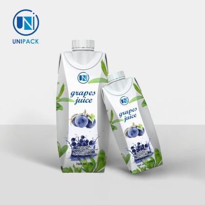 China Premium Juice Box Packaging Matt Lamination material prisma paper carton pack milk beverage packaging for sale