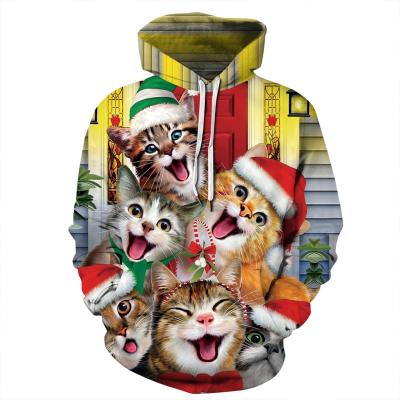 China 2021 New Arrival Breathable Autumn Spring Customized 3D Print Hoodies For Women Kitty Print Long Sleeve Loose Sweatshirts Women Clothing for sale