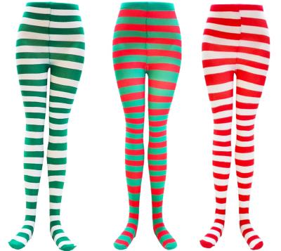 China 2021 Viable New Halloween Hallows All Day Pants For Women Santa Claus Striped Elastic Breathable Bodysuit Bottom Pants Cosplay Clothing for sale