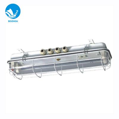 China With emergency and guard water proof 2*20w marine fluorescent light fixture with plastic cover and metal guard for sale