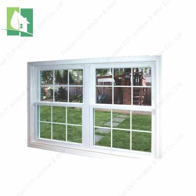 China Swing PVC Frame White Vinyl Double Hung Windows Low E Glazed Vertical Sliding Window With Mosquito Net for sale