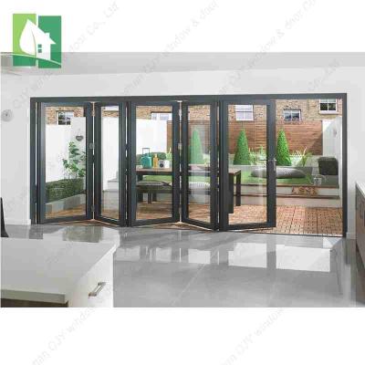 China PVC Bi-Folding Folding Door Sliding Horizontal Triple Folding Glass Yard Door Door for sale