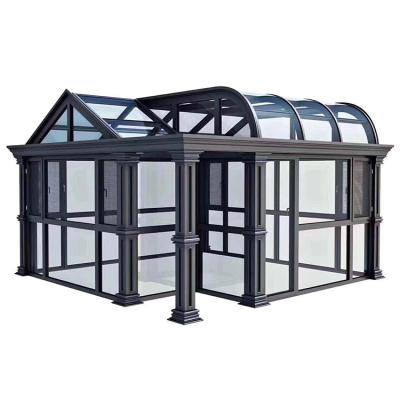 China 2021 Fashion Modern High Quality Modern Aluminum Alloy Curved Glass Solarium House for sale