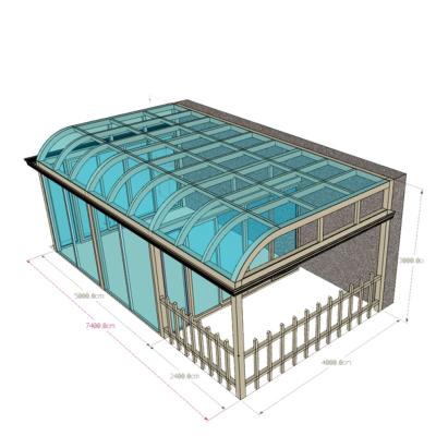 China Modern Design Aluminum Prefab Outdoor Sun House Glass Sunroom With Roof Glass For Sale Garden Glass House for sale