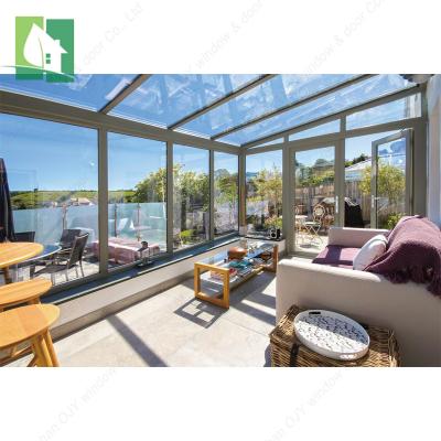 China Modern Conservative Glass House Veranda Sunroom Free Standing House 4 Season Aluminum Glass Room For Solarium for sale