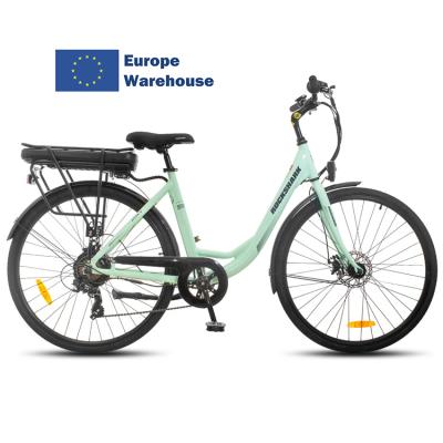 China Popular Aluminum Alloy ROCKSHARK Eu Warehouse 700C City Electric Bike Disc Brake Electric Bike for sale