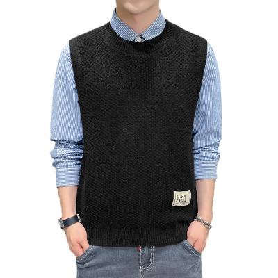 China 2021 Fashion V-Neckline Man Custom Made Rib Knitted Woolen Blend Sweater Anti-pilling Vest Sweater Vest For Men for sale