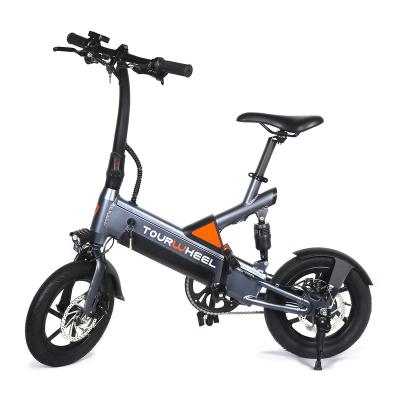 China City Folding Ebike Tourwheel Aluminum Frame Ergonomic Design F/R Disc Brake Adults Sports 14 Inch Folding Hybrid Ebike City Electric Bike for sale