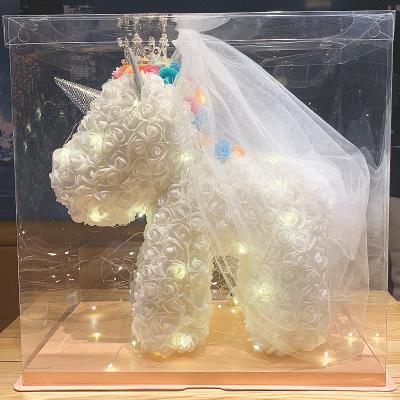 China Christmas Gift Small Valentine Day Gifts Unicorn Artificial Flower Promotional Rose Bears OEM for sale