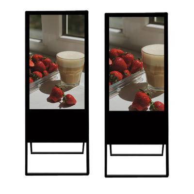 China Indoor Portable Indoor Portable Digital Signage Movable Stand Floor LCD Display Foldable Ultra Thin Display Advertising Players for sale