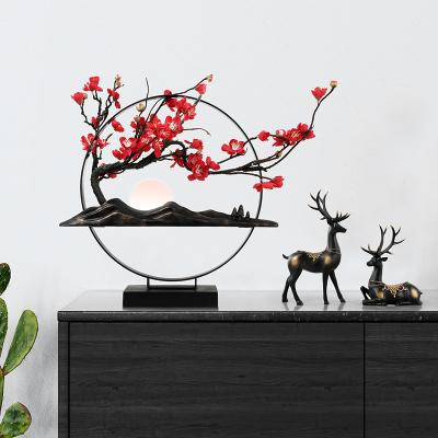 China New Chinese Northern Europe 3 Piece Set Of Deer Statue Flower Decoration With Metal Base Ornaments Living Room Decor Resin Home Crafts for sale