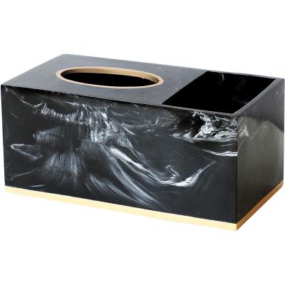 China Minimalist Black Marbled Pattern Tissue Box Napkin Paper Holder Storage Tissue Box For Hotel Wedding for sale