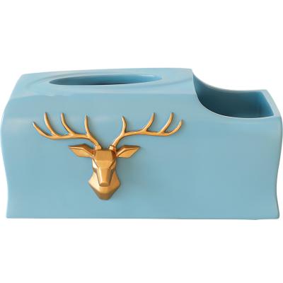 China Minimalist Rectangular Custom Logo Square Pen Holder Resin Storage Box Private Label for sale