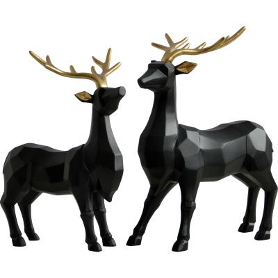 China Factory wholesale price minimalist set of 2 deer indoor home statue in resin animal decor 3d sculpture decor for sale