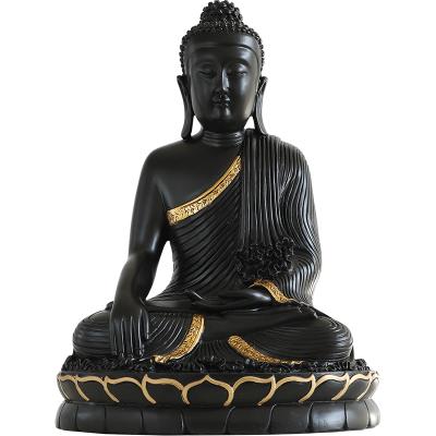 China Northern Europe resting Chinese buddhas statue resin buddha ornaments buddha statue collections black sculpture tathagata black religious statue for sale