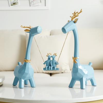 China Europe 4 pieces/set creative Nordic resin elk statue deer figurine art sculpture resin crafts for sale