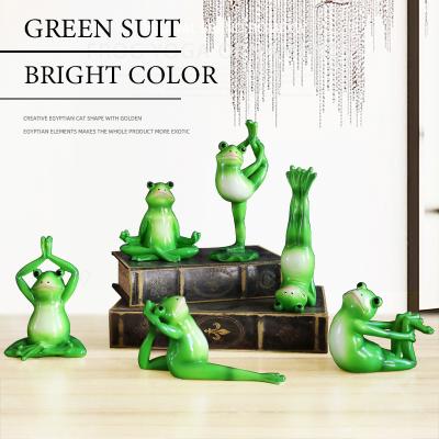 China Funny Animal Artistic Nordic Art Picture Showed Frog Sculpture Northern Europe Resin Yoga Pose Statue Yoga Frog Figurine Home Decoration Funny for sale