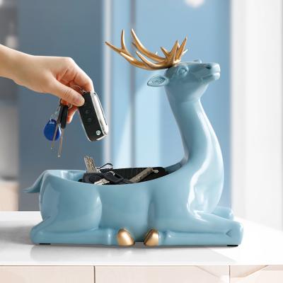 China Northern Europe Deer Statue Resin Opens Storage Tub Elephant Storage Jar Home Decoration Organizer Snacks Container Gifts Animal Storage Box for sale