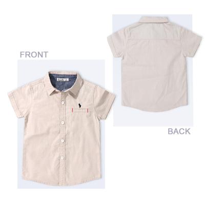 China Summer Anti-Shrink Customizable Warm Saddle Cotton Casual Turn-Down Collar Shirt For Boys Embroidery Logo Button Up Shirts For Kids for sale