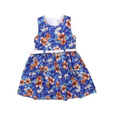 China 100% Floral Toddler Girls Dresses Tulle Cotton Fabric Sleeveless Dress Girls Clothing Summer Anti-wrinkle Fashion Design for sale