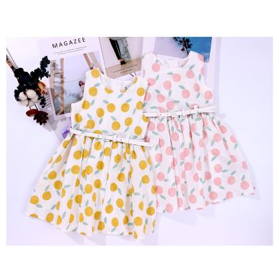 China Wholesale Anti-wrinkle Summer Toddler Girls Dress Kids Cherry Printed Pink Cute Skirt For Girls for sale