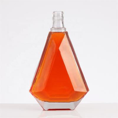 China 50cl 500ml Beverage Triangle Liquor Bottle Glass Polygon Shape Glass Bottle For Liquor Beverage Wine for sale