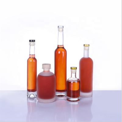 China Small Liquor Beverage 200ml 350ml 375ml Empty Glass Bottle Long Neck Slim Glass Vodka Bottle for sale