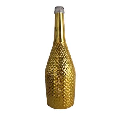 China Wholesale Popular New Design 1000ml Custom Round Beer Whiskey Eco-friendly Gold Plated Glass Bottles Glass Bottle for sale