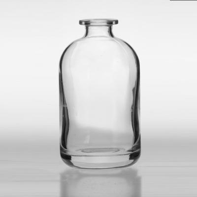 China Eco-friendly Short Neck Bottle 350ml 500ml Glass Wine Bottle With Cork Stoppers Wholesale Empty Clear Frosted Liquor Bottle for sale