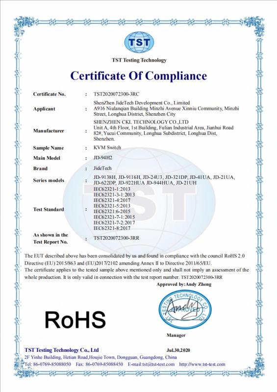 RoHS - Shenzhen Jide Tech Development Co., Ltd.