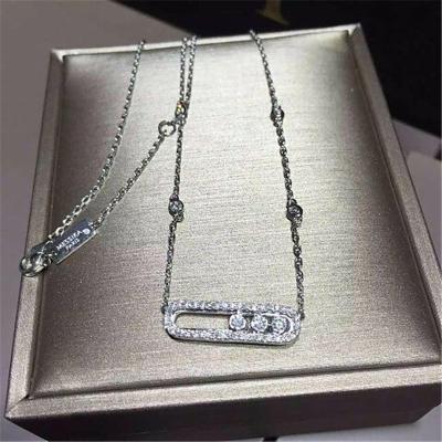 China Luxury Jewelry Three drill sliding necklace 18k white gold yellow gold rose gold diamond necklace 24 mm wide and 6.65 mm long for sale