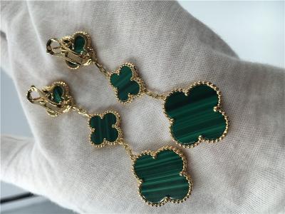 China 18K Gold Luxury jewe factory earrings 3 motifs malachite 18K yellow gold jewelry for sale