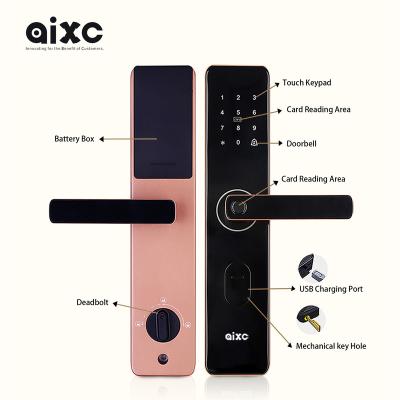 China Digital Tuya Ttlock Cerraduras Inteligentes Modern Simplicity AIXC Security Handle Scam Wifi Electric Electronic Keys Fingerprint Smart Door Locks for sale