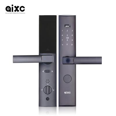 China Smart Apartment Card Door TuyaSmart Door Lock Bluetooth Smart Aluminum Black Silver Good Quality Key Material Customize Body for sale