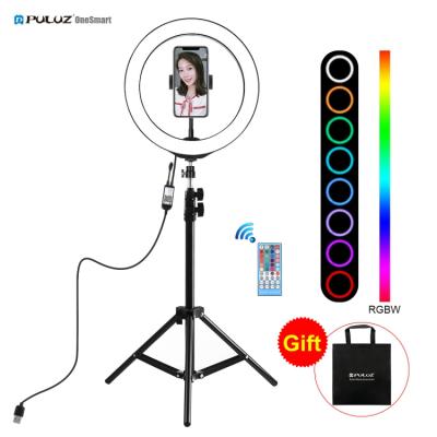 China Puluz 10 inch RGBW LED Dop Light Boarding 26cm RGBW LED Ring Light + 1.1m Tripod Mount Live Broadcast Kits for sale