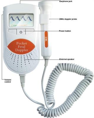 China DC 3.0 V Continuous wave Pocket Fetal Doppler Without Display For Home Use for sale