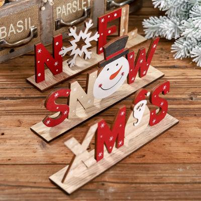 China New hot-selling foreign trade decorations office creative printing decoration Christmas wooden letter party wooden decoration for sale