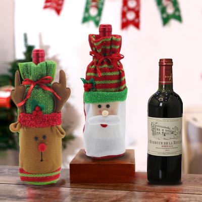 China Three-dimensional Cloth Christmas Decoration Champagne Bottle Cover Snowman Wine Bottle Bag Gift Gift Bag for sale