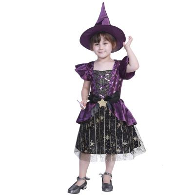 China Halloween anti-static witch dress event party one-piece sky full of stars girl princess dress costume cute girl for sale