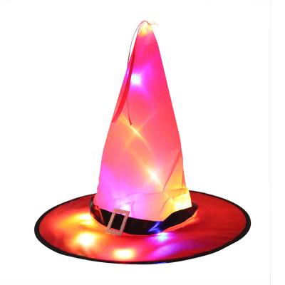 China Character Halloween Hat Decoration Props LED Glowing Witch Hat Wizard Witch Hat for sale