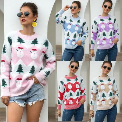 China Autumn and winter new European and American style Christmas tree snowman sweater breathable women's sweater for sale