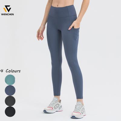 China Lulu Lemon Breathable Hot Sport Slim Fit High Waisted Clothing Sweat Slimming Yoga Pants Gaiters With Phone Pockets for sale