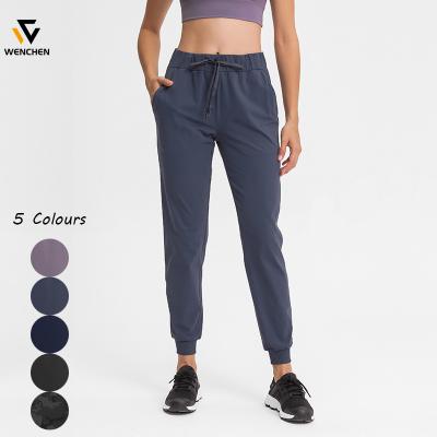 China 2021 new breathable elastic waist yoga pants, simple straight sports and women nine point of leisure elastic waist pants for sale