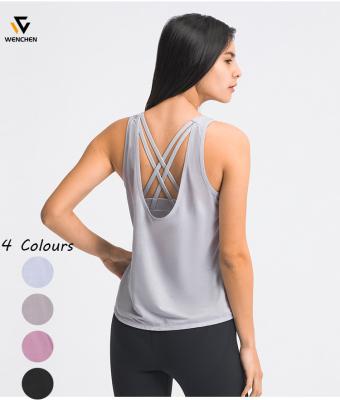 China 2021 new U-shaped blouses loose and breathable border breathable two-in-one the cross-back sports shockproof bra for sale