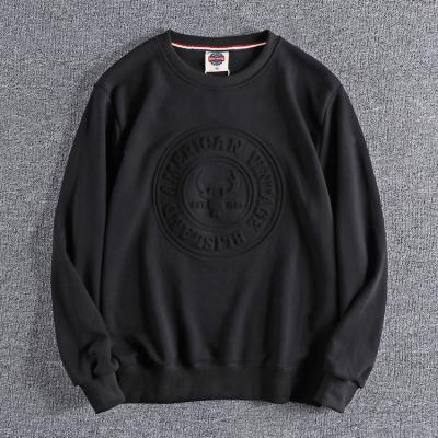 China Anti-pilling your own brand 2021Create clothes simple vintage oversized pull over sweatshirt 3D Logo Embossed Sweatshirts In Bulk for sale