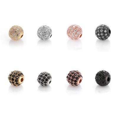 China Jewelry Componnents DIYJewelry Beads 8mm 10mm Zirconium Alloy Micro Pave Dead Diamond Copper Disco Ball Accessories for sale